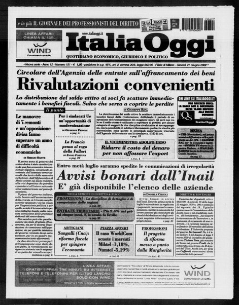 Italia oggi : quotidiano di economia finanza e politica